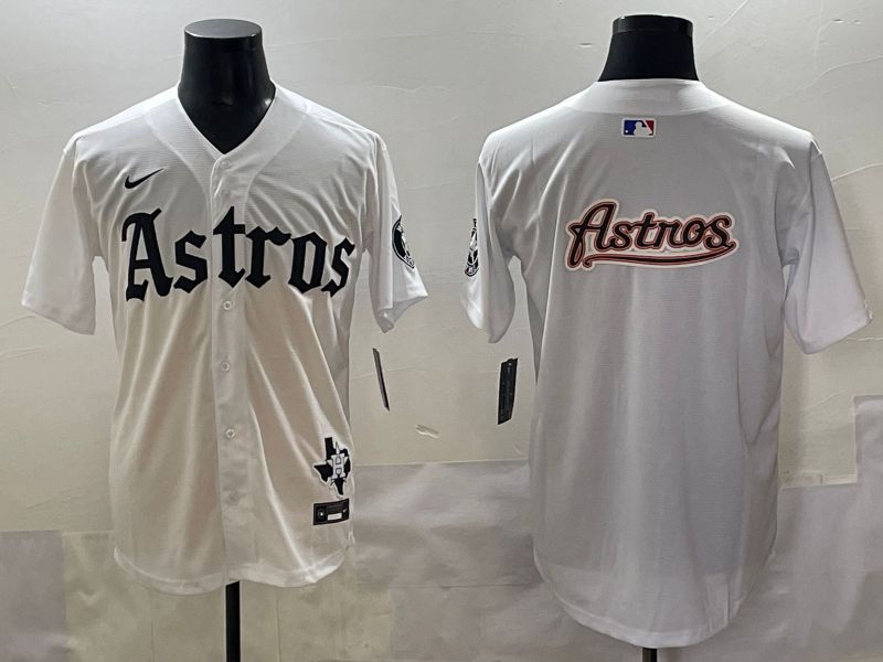 Men 2025 Houston Astros Blank White Five generations Joint Name Nike MLB Jersey style 7->houston astros->MLB Jersey